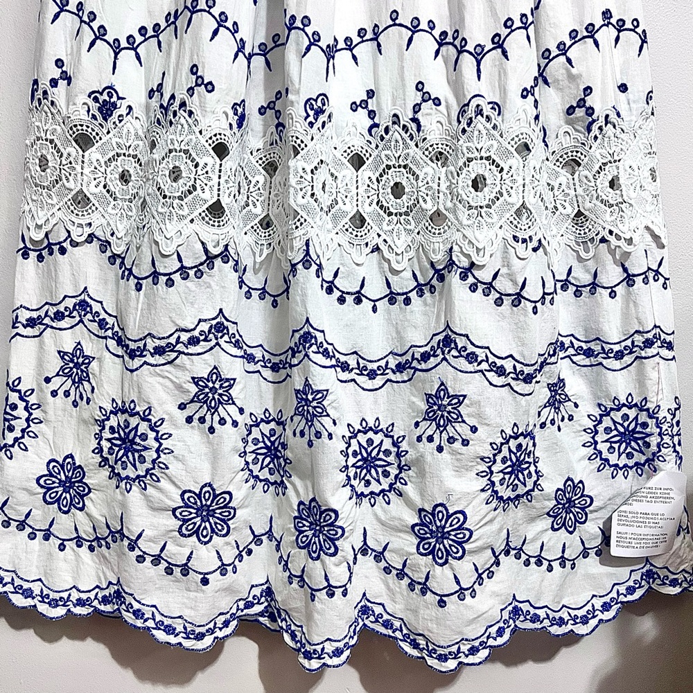 NWT ASOS Broderie Blouson Sleeve Midi Dress w/ Contrast Embroidery MSRP$260 - Picture 3 of 16